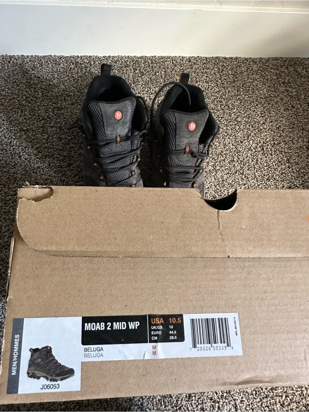 Merrell Men's Moab 2 MID Beluga Waterproof Hiking Boots Size 10.5 - Picture 13 of 13